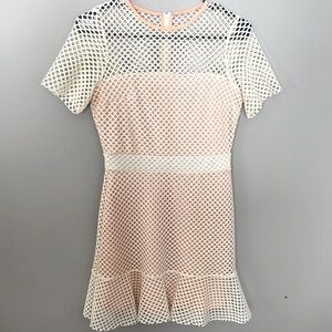 Asos fishnet peach and white mini dress. With tags. Size US 4.